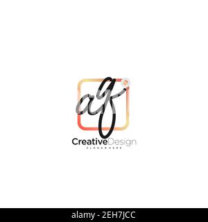 AQ Initial Letter Handwriting Logo Handled Colorful box vettoriale, logo per bellezza, cosmetici, matrimoni, moda e business, e altro Illustrazione Vettoriale