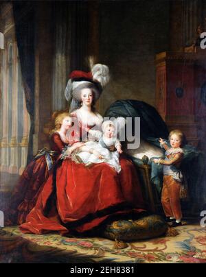 Maria Antonietta. Ritratto di Maria Antonietta di Lorena-Asburgo (1755-1793), regina di Francia, e dei suoi figli di Élisabeth Vigée le Brun, olio su tela, 1787 Foto Stock