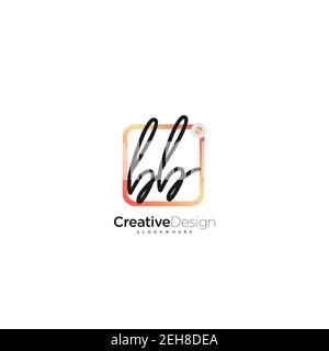 BB Initial Letter Handwriting logo disegno a mano casella colorata vettore, logo per la bellezza, cosmetici, matrimoni, moda e business, e altro Illustrazione Vettoriale