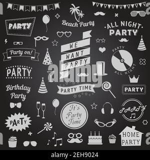 Set di icone di parti simboli vettoriali e modelli di simboli per Il tuo set di design di icone party segni e simboli vettoriali modelli per il tuo progetto Illustrazione Vettoriale