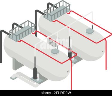 Icona serbatoi industriali olio. Isometrica di olio serbatoi industriali icona vettore per web design isolato su sfondo bianco Illustrazione Vettoriale