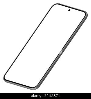 Proiezione mockup smartphone 3D. Modello di progettazione dell'interfaccia utente con schermo bianco. Nero su sfondo bianco, schermo bianco. Illustrazione Vettoriale