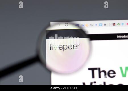 New York, USA - 15 Febbraio 2021: Sito web livepeer in browser con logo aziendale, editoriale illustrativo Foto Stock