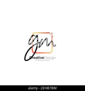 GM Initial Letter Handwriting logo disegno a mano casella colorata vettore, logo per la bellezza, cosmetici, matrimoni, moda e business, e altro Illustrazione Vettoriale