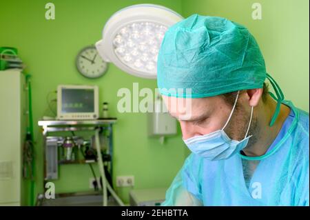 Il personale medico lavora nell'unità di terapia intensiva per i pazienti COVID-19. Foto di alta qualità Foto Stock