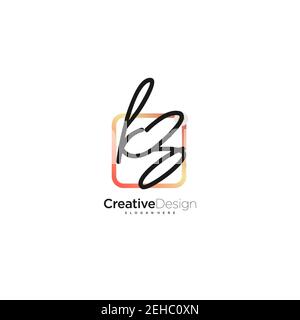 KZ Initial Letter Handwriting Logo Handled Colorful box vettoriale, logo per bellezza, cosmetici, matrimoni, moda e business, e altro Illustrazione Vettoriale