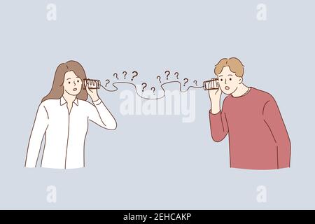 Equivoco, problemi di comunicazione, concetto di domande Illustrazione Vettoriale