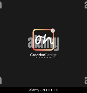 SULLA lettera iniziale Handwriting logo disegnata a mano casella colorata vettore, logo per la bellezza, cosmetici, matrimoni, moda e business, e altro Illustrazione Vettoriale