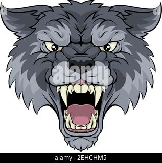 Lupo o Werewolf mostro spaventoso cane Angry mascot Illustrazione Vettoriale