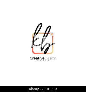 KB Initial Letter Handwriting logo Handled colorful box vettoriale, logo per bellezza, cosmetici, matrimoni, moda e business, e altro Illustrazione Vettoriale
