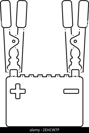 Icona di carica della batteria per auto. Delineare il design semplice. Illustrazione vettoriale. Illustrazione Vettoriale