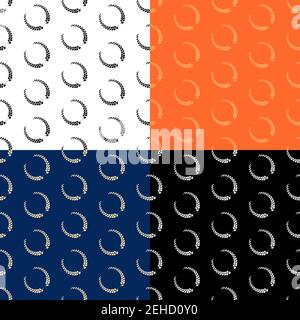 set di motivi senza cuciture con corone in alloro. Premio del vincitore del concorso con ramo olive. Ornamento per decorazione e stampa su tessuto. Design Illustrazione Vettoriale