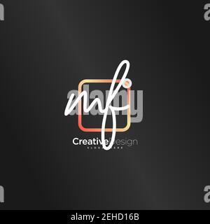 MF Initial Letter Handwriting logo vettoriale colorato disegnato a mano, logo per bellezza, cosmetici, matrimoni, moda e business, e altro Illustrazione Vettoriale