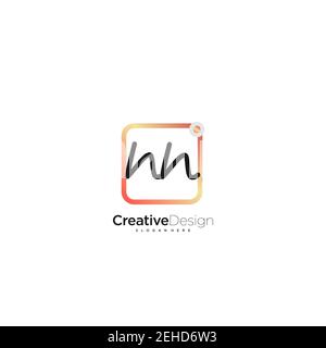 NN Initial Letter Handwriting logo disegno a mano casella colorata vettore, logo per la bellezza, cosmetici, matrimoni, moda e business, e altro Illustrazione Vettoriale