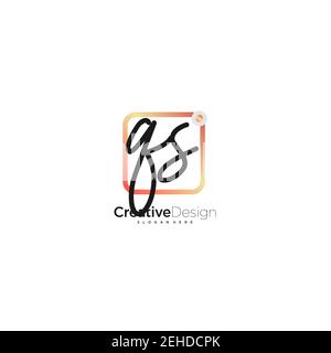 QS Initial Letter Handwriting Logo Handled Colorful box vettoriale, logo per bellezza, cosmetici, matrimoni, moda e business, e altro Illustrazione Vettoriale