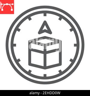 Icona della linea della bussola Qibla, Happy ramadan e religione, icona del vettore della bussola qibla, grafica vettoriale, segno del contorno del tratto modificabile, eps 10. Illustrazione Vettoriale