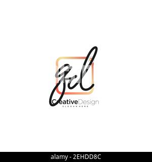 QD Initial Letter Handwriting Logo Handled Colorful box vettoriale, logo per bellezza, cosmetici, matrimoni, moda e business, e altro Illustrazione Vettoriale