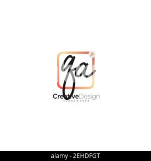 QA Initial Letter Handwriting Logo Handled Colorful box vettoriale, logo per bellezza, cosmetici, matrimoni, moda e business, e altro Illustrazione Vettoriale