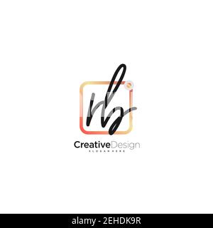 RB Initial Letter Handwriting Logo Handled Colorful box vettoriale, logo per bellezza, cosmetici, matrimoni, moda e business, e altro Illustrazione Vettoriale