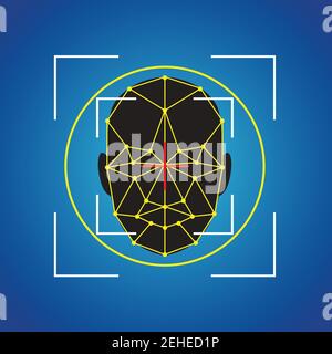 sistema di scansione per il riconoscimento del volto umano. illustrazione vettoriale Illustrazione Vettoriale