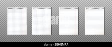 Raccolta di fogli di carta in formato A4. Isolato sullo sfondo. Illustrazione Vettoriale