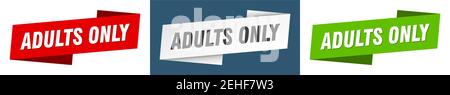 set di etichette a nastro solo per adulti. banner solo per adulti Illustrazione Vettoriale