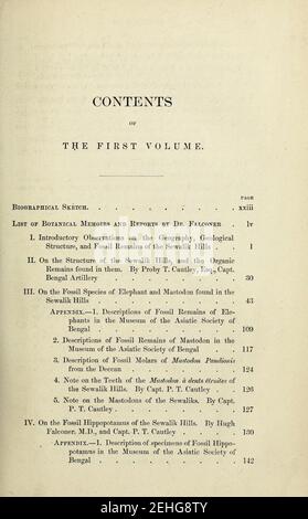 Memorie paleontologiche e note di H. Falconer, con un disegno biografico dell'autore Foto Stock
