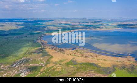 Vista aerea di saline vicino a Burgas, Bulgaria Foto Stock