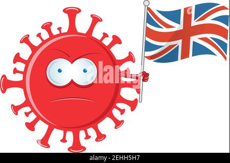 incoronavirus personaggio cartoon con bandiera inghilterra. vetcor illustrazione Illustrazione Vettoriale