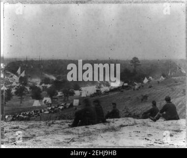 Vista panoramica di accampamento di esercito del Potomac in Cumberland atterraggio, sul fiume Pamunkey, Maggio 1862 Foto Stock