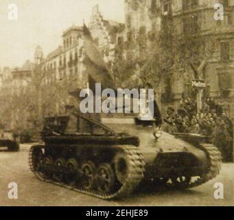 Panzerbefehlswagen desfilant a Barcellona 1939. Foto Stock