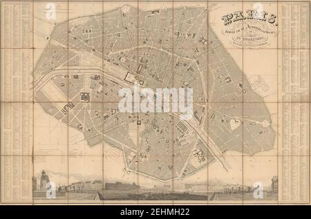 Paris, divisé en 12 arrrondissemens et 48 quartiers by A. Toussaint, 1841 - Stanford Libraries. Foto Stock