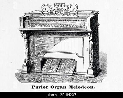 Parlor Organ Melodeon - rapporto annuale dell'Istituto americano, della città di New York (1864) Foto Stock