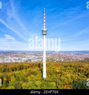 Stuttgart tv torre skyline foto aerea vista città architettura viaggio movimento quadrato