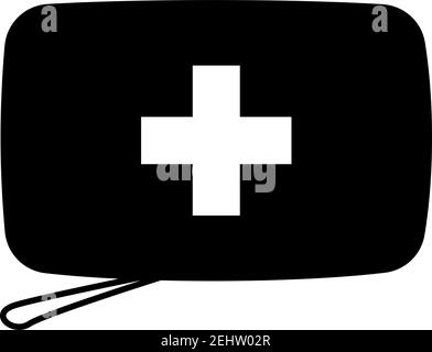 Icona del kit di pronto soccorso alpinista. Black Glyph Design. Illustrazione vettoriale. Illustrazione Vettoriale