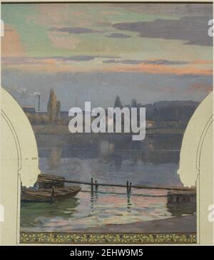 Paul Schmitt - Esquisse pour la mairie d'Asnières - Paysage De bord de Seine Foto Stock
