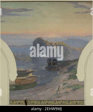 Paul Schmitt - Esquisse pour la mairie d'Asnières - Paysage De bord de Seine Foto Stock