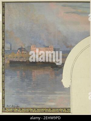 Paul Schmitt - Esquisse pour la mairie d'Asnières - Paysage De bord de Seine - PPP4242 Foto Stock