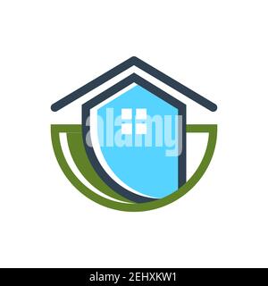 moderna casa rotonda home app logo simbolo cerchio segni con concetto di illustrazione vettoriale del tetto Illustrazione Vettoriale