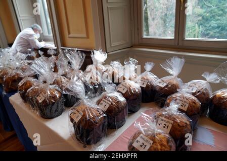 Milano, Italia. 19 Feb 2021. 2/19/2021 - Milano, Campionato del mondo Panettone a Milano a Palazzo Bovara solo per uso editoriale (Foto di IPA/Sipa USA) Credit: Sipa USA/Alamy Live News Foto Stock