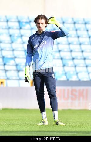 LONDRA, INGHILTERRA. IL 20 FEBBRAIO Curtis Anderson di Wycombe la partita del campionato Sky Bet tra Millwall e Wycombe Wanderers al Den, Londra, sabato 20 febbraio 2021. (Credit: Ivan Yordanov | MI News) Credit: MI News & Sport /Alamy Live News Foto Stock