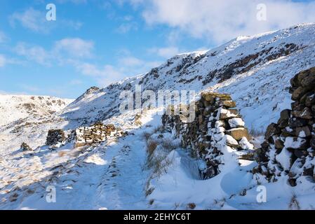 Vecchia cava a Shelf Banches vicino a Glossop in High Peak, Derbyshire, Inghilterra. Foto Stock