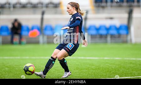 Linkoping, Svezia. 20 Feb 2021. Petra Johansson (n° 12) durante un incontro amichevole preseason tra Linkoping e AIK alla Linkoping Arena in Linkoping Credit: SPP Sport Press Photo. /Alamy Live News Foto Stock