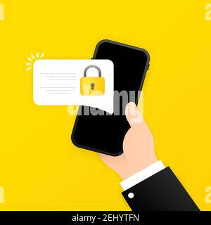 Icona di blocco dello smartphone. Codice di sicurezza. Elemento dell'icona della sicurezza informatica per il concetto mobile e le applicazioni Web. LOCK in uno smartphone può essere utilizzato per il Web e per il cellulare Illustrazione Vettoriale