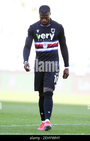 Roma, Italia. 20 Feb 2021. Keita Balde di Sampdoria reagisce durante il campionato italiano Serie A Football Match tra SS Lazio e UC Sampdoria il 20 febbraio 2021 allo Stadio Olimpico di Roma - Foto Federico Proietti/DPPI/LiveMedia Credit: Paola Benini/Alamy Live News Foto Stock