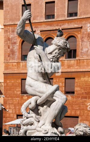 Piazza Navona, Fontana del Nettuno, primo piano, Roma, Lazio, Italia Foto Stock