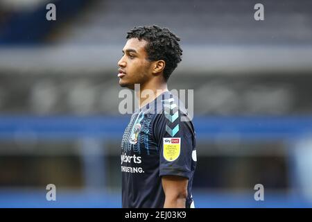 Birmingham, Regno Unito. 20 Feb 2021. Sam McCallum n. 21 di Coventry City a Birmingham, Regno Unito il 20/2021. (Foto di Simon Bissett/News Images/Sipa USA) Credit: Sipa USA/Alamy Live News Foto Stock