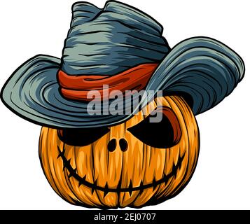 Halloween zucca in streghe cappello illustrazione vettore Illustrazione Vettoriale