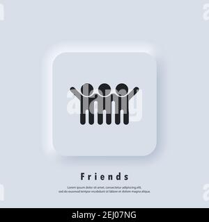 Amici vettore icona uomini. Icone di gruppo, amicizia. Logo Best Friend. Vettore. Icona UI. Pulsante Web interfaccia utente bianca Neumorphic UI UX. Illustrazione Vettoriale