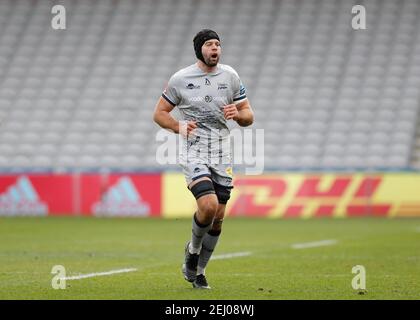 Twickenham Stoop, Londra, Regno Unito. 20 Feb 2021. Inglese Premiership Rugby, Harlequins contro squali di vendita; Josh Beaumont di vendita squali Credit: Action Plus Sport/Alamy Live News Foto Stock